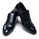 Mens chic wrinkles black synthetic leather rubber sole loafers Dress shoes US 7 - 10.5