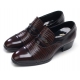 Mens two tone straight tip geometric pattern cow leather rubber sole loafers dress shoes brown US 5.5 - 10