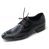  Mens unique straight tip u line stitch wrinkles black cow leather urethane sole lace up Dress shoes US 6.5 - 10