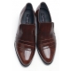 Mens diagonal wrinkles brown cow leather rubber sole loafers Dress shoes US 6.5 - 10