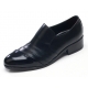 Men's diagonal wrinkles black cow leather rubber sole loafers US 6.5 - 10.5