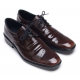 Mens square toe punching wrinkles brown cow leather uretane sole lace up Dress shoes US 6.5 - 10