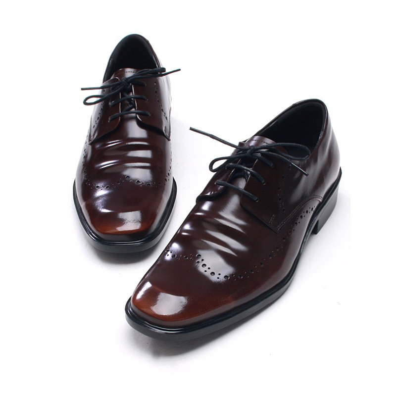 Mens square toe punching wrinkles Dress shoes