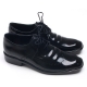 Mens square toe punching wrinkles black cow leather urethane sole lace up Dress shoes US 6.5 - 10