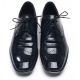 Mens square toe punching wrinkles black cow leather urethane sole lace up Dress shoes US 6.5 - 10