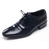 Mens edge stitch punching black cow leather wrinkles urethane sole lace up Dress shoes US 5.5 - 10.5