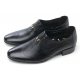 Men's pointed toe wrinkles side stitch stud black cow leather urethane sole loafers US 5.5 - 10