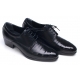 Mens round toe line wrinkles black cow leather urethane sole lace up high heels Dress shoes US 6.5 - 10.5