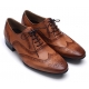 Mens wingtips punching brown cow leather urethane sole lace up Dress shoes US 6.5 - 10.5