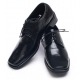 Mens pointed square toe wrinkles black cow leather rubber sole lace up Dress shoes US 6.5 - 10