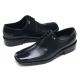 Mens pointed square toe black cow leather rubber sole lace up Dress shoes US 5.5 - 13