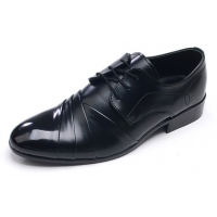 Mens chic wrinkles black synthetic leather rubber sole lace up Dress shoes US 7 - 10.5