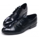 Mens chic wrinkles black synthetic leather rubber sole lace up Dress shoes US 7 - 10.5