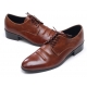 Mens chic round toe wrinkles brown synthetic leather rubber sole lace up Dress shoes US 7 - 10.5