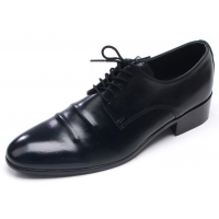 Mens chic round toe wrinkles black synthetic leather rubber sole lace up Dress shoes US 7 - 10.5