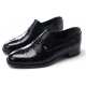 Men's cap toe straight tip wrinkles black cow leather rubber sole loafers US 5.5 - 10