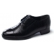 Mens straight tip wrinkles black cow leather rubber sole lace up dress shoes US 5.5 - 10