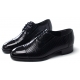 Mens straight tip wrinkles black cow leather rubber sole lace up dress shoes US 5.5 - 10