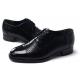 Mens straight tip wrinkles black cow leather rubber sole lace up dress shoes US 5.5 - 10