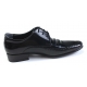 Mens pointed round toe U line stitch punching wrinkles black cow leather urethane sole lace up Dress shoes US 6.5 - 10.5