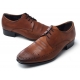 Mens wrinkles geometric punching brown cow leather urethane sole lace up Dress shoes US 6.5 - 10.5