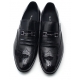 Mens wingtips punching stud decoration black cow leather urethane sole loafers dress shoes US 5.5 - 10.5