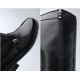 Mens round toe belt strap decoration side zip cow leather mid calf riding boots US 6.5 - 10.5