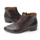 Mens pointed toe side zip closure wedge rubber band high heels ankle boots dark brown US7-7.5-8-8.5-9-9.5-10-10.5