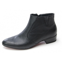 Mens pointed toe side zip closure wedge rubber band high heels ankle boots black US7-7.5-8-8.5-9-9.5-10-10.5
