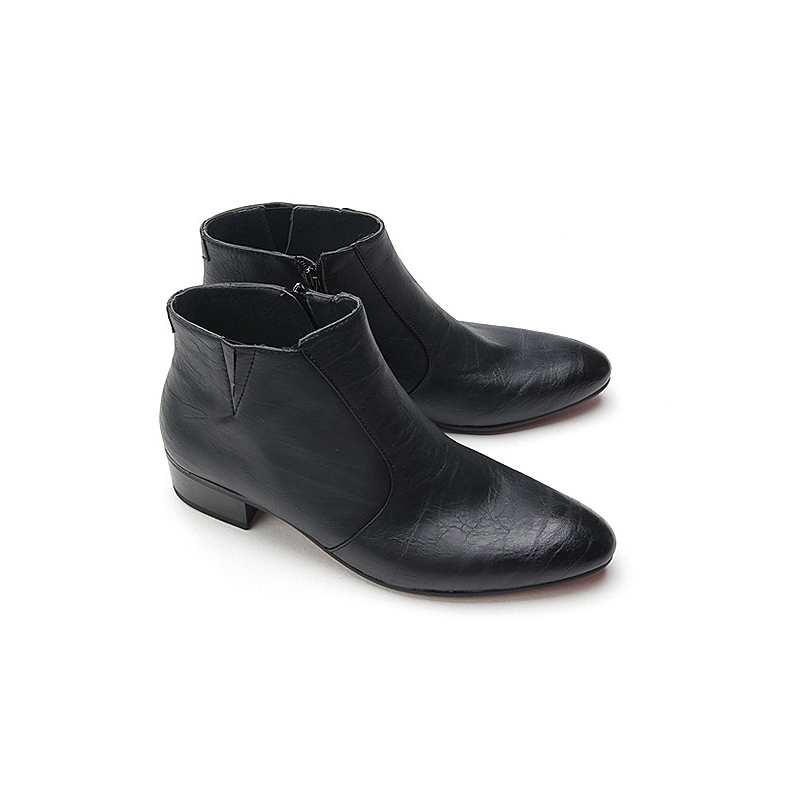 Mens pointed toe high heels ankle boots