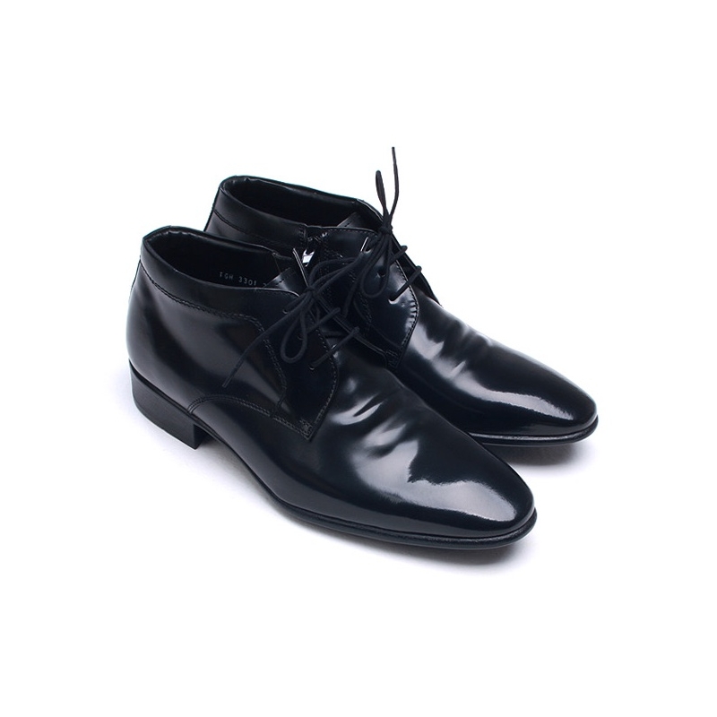 Mens pointed toe wrinkles black leather ankle dress shoes