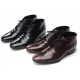 Mens wrinkles increase height hidden insole brown cow leather zip lace up ankle boots Elevator dress shoes US 6.5 - 10.5