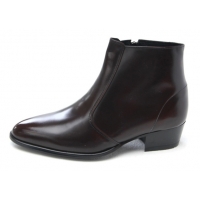 Mens pointed toe brown cow leather rubber sole side zip high heels ankle boots US 5.5 - 10.5