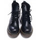 Mens military contrast stitch eyelet lace up black synthetic leather side zip ankle combat boots US4-10.5