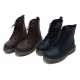 Mens contrast stitch matt brown eyelet lace up synthetic leather side zip military ankle combat boots US4-10.5