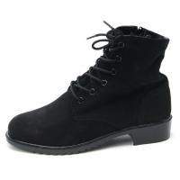 Mens round toe black cow suede rubber sole side zip ankle combat boots US 5.5 - 11.5