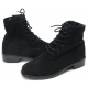 Mens round toe black cow suede rubber sole side zip ankle combat boots US 5.5 - 11.5