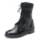 Mens punk & goth round toe black cow leather rubber sole side zip ankle combat boots US 5.5 - 11.5