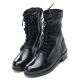 Mens punk & goth round toe black cow leather rubber sole side zip ankle combat boots US 5.5 - 11.5