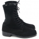 Mens rock n roll round toe black cow suede rubber sole side zip ankle combat boots US 5.5 - 11.5