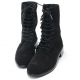 Mens rock n roll round toe black cow suede rubber sole side zip ankle combat boots US 5.5 - 11.5