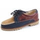 Mens multi color navy synthetic leather U line contrast stitch combat sole eyelet lace up boat shoes U7 - 10.5