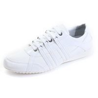 Mens chic white synthetic leather eyelet lace up casual shoes U7 - 10.5