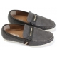 Mens chic U line stitch gray synthetic leather loafers comfort shoes US6.5-10.5