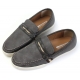 Mens chic U line stitch gray synthetic leather loafers comfort shoes US6.5-10.5