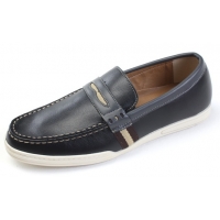 Mens chic U line stitch navy synthetic leather loafers comfort shoes U6.5 - 10.5