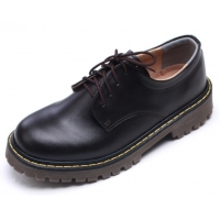 Mens raise toe yellow contrast stitch brown synthetic leather combat rubber sole lace up casual shoes US 4 - 10.5