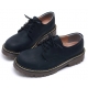 Mens raise round toe yellow contrast stitch matt navy synthetic leather combat rubber sole lace up shoes US 4 - 10.5