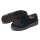 Mens raise round toe yellow contrast stitch matt navy synthetic leather combat rubber sole lace up shoes US 4 - 10.5