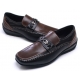 Mens square toe loafers front horse curb bit stitch detail comfrot wedge heel shoes brown US 7 - 10.5